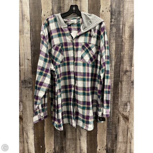 Top Long Sleeve By Natural Reflections In Plaid Pattern, Size: Xxl