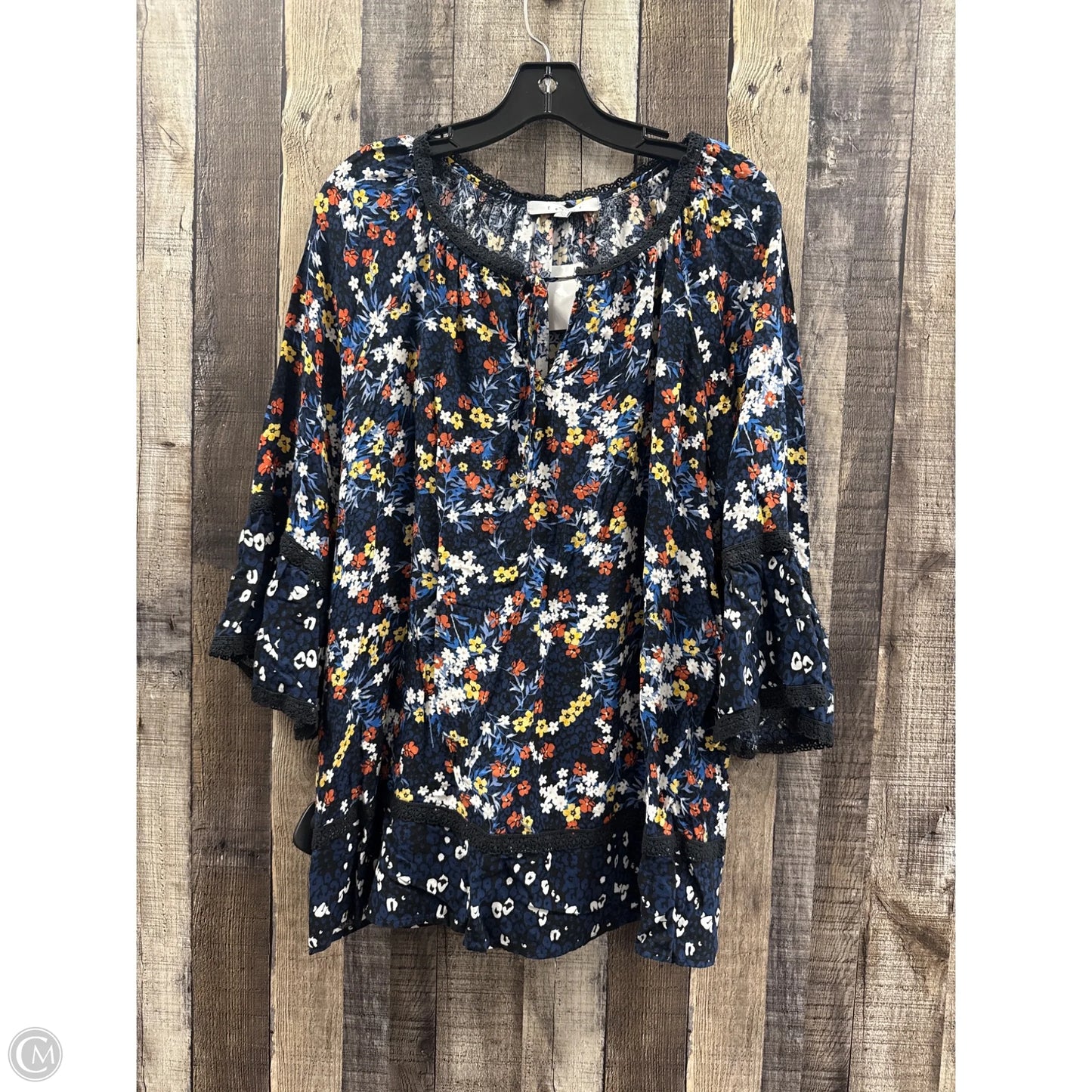 Top 3/4 Sleeve By Fever In Multi-colored, Size: 1x