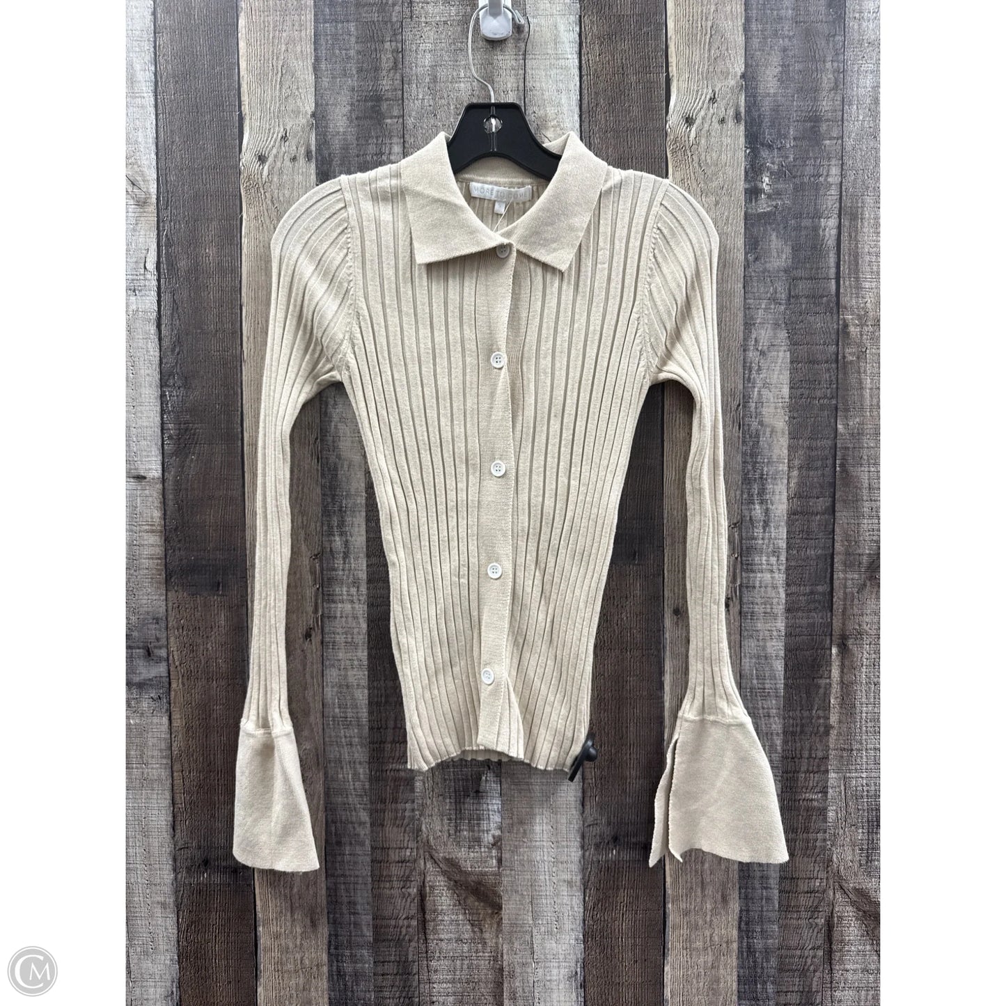 Top Long Sleeve By Cme In Beige, Size: S