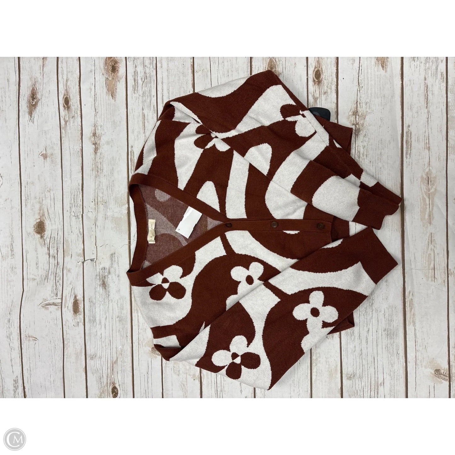 Sweater Cardigan By La Hearts In Brown & Cream, Size: S