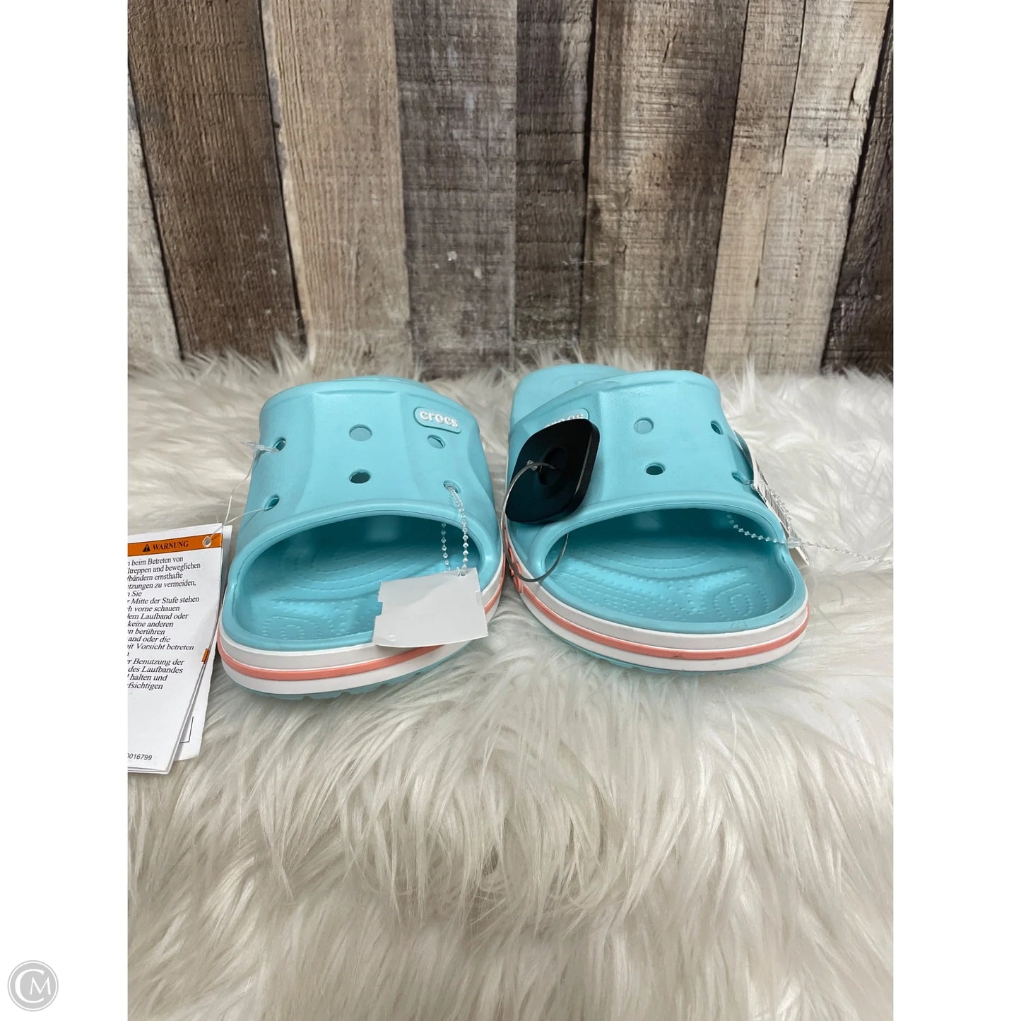 Sandals Flats By Crocs In Blue, Size: 8
