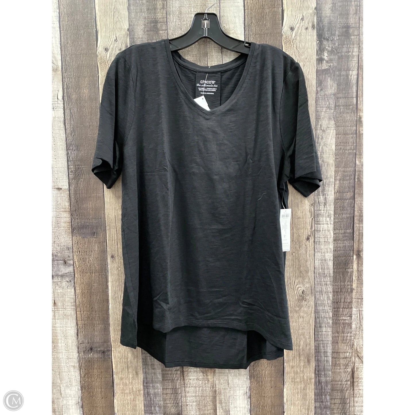 Top Short Sleeve Basic By Chicos In Black, Size: L