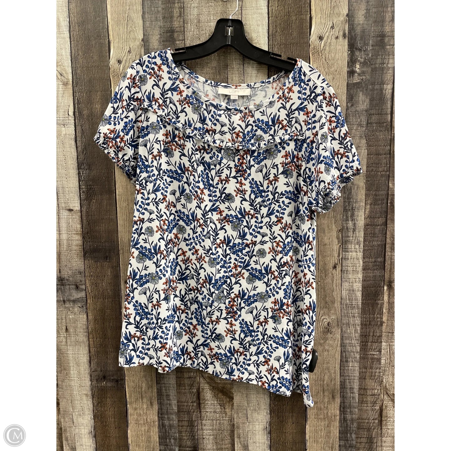Top Short Sleeve By Loft In Floral Print, Size: L