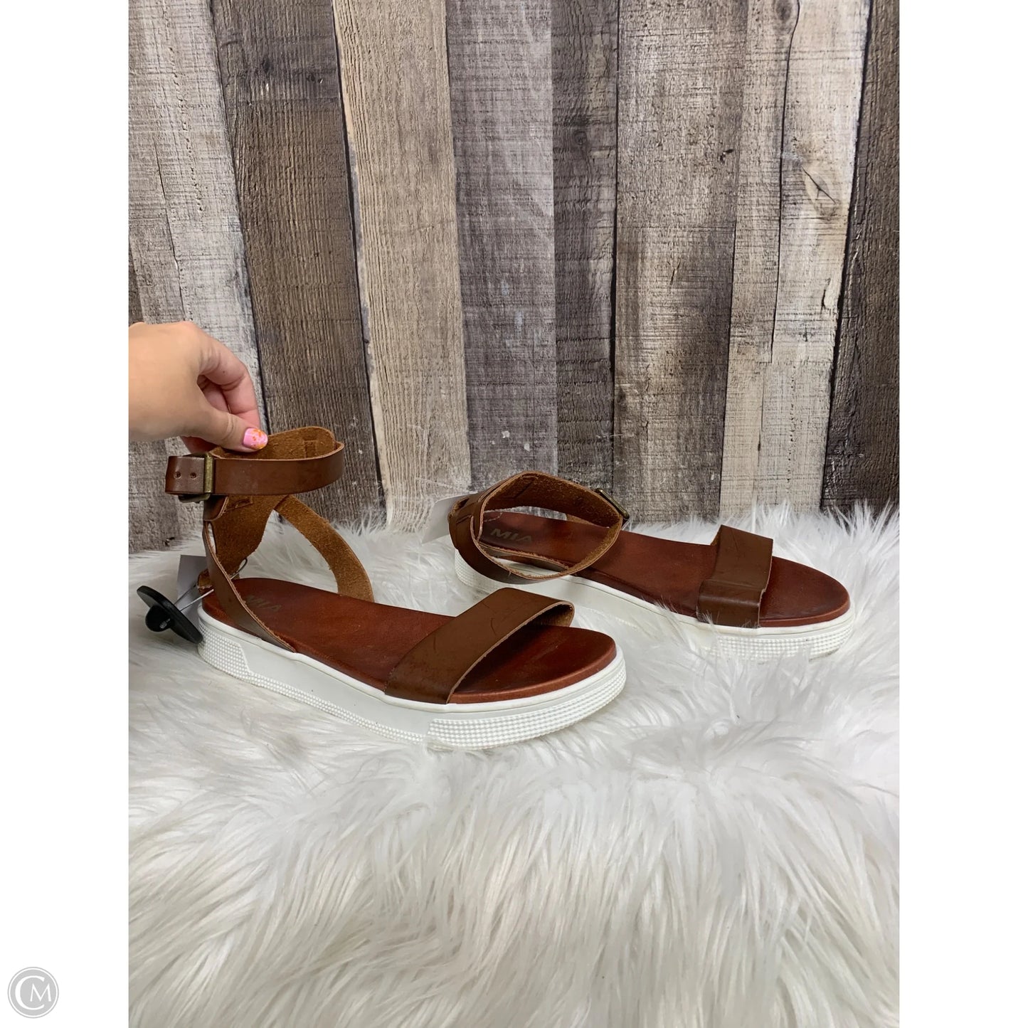 Sandals Heels Platform By Mia In Brown, Size: 10
