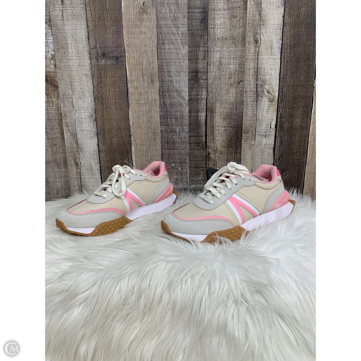 Shoes Athletic By Lacoste In Cream & Pink, Size: 8