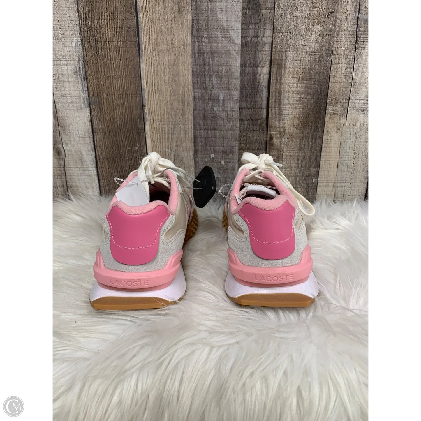 Shoes Athletic By Lacoste In Cream & Pink, Size: 8