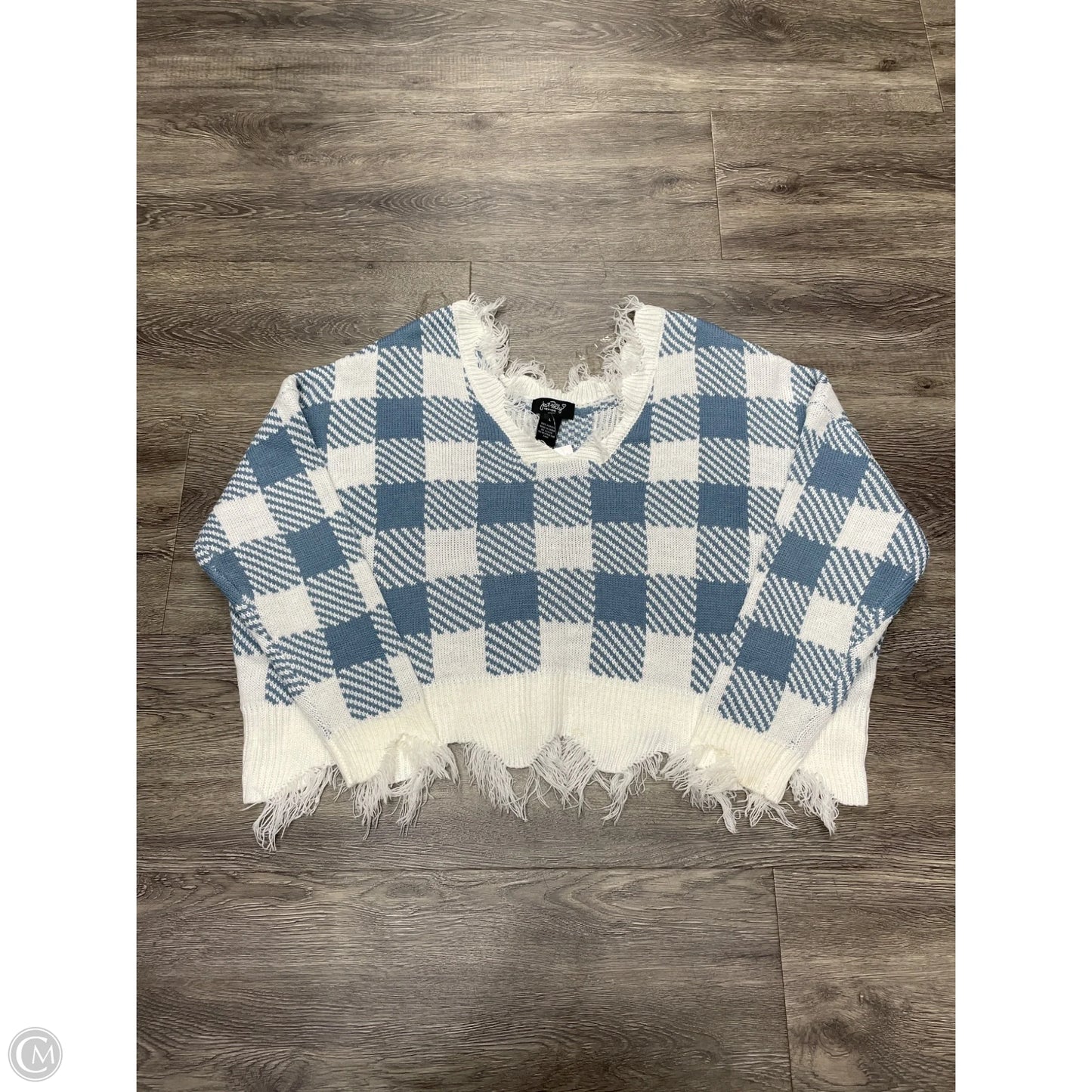 Sweater By Just Polly In Blue & White, Size: L