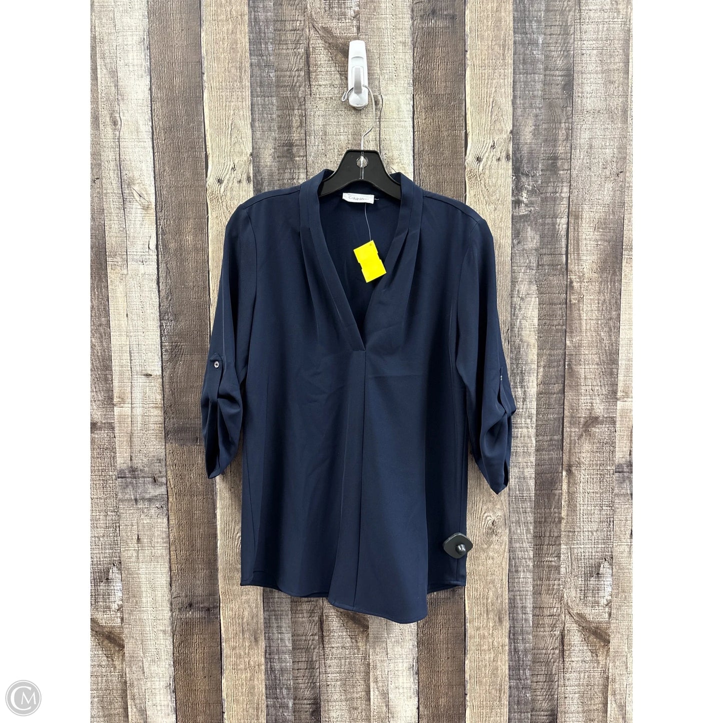 Top Long Sleeve By Calvin Klein In Navy, Size: Xs