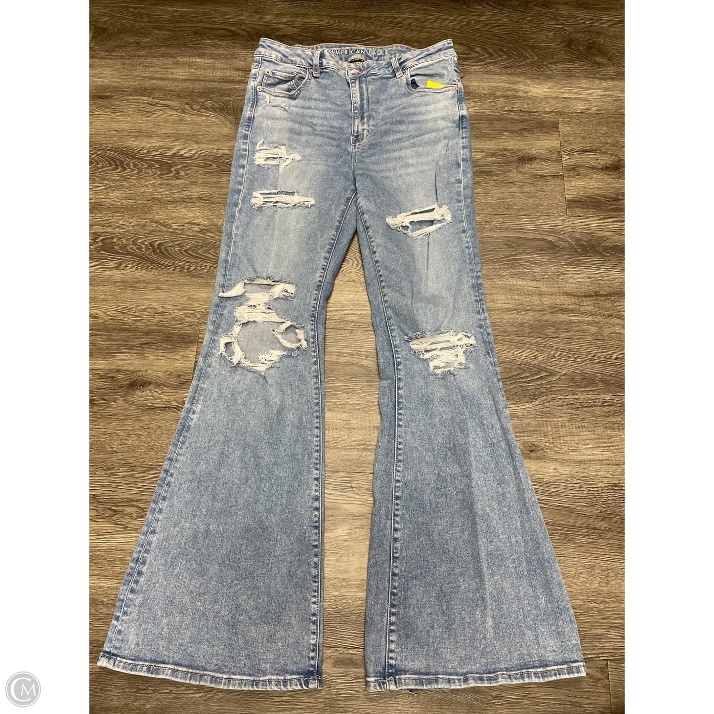 Jeans Flared By American Eagle In Blue Denim, Size: 14