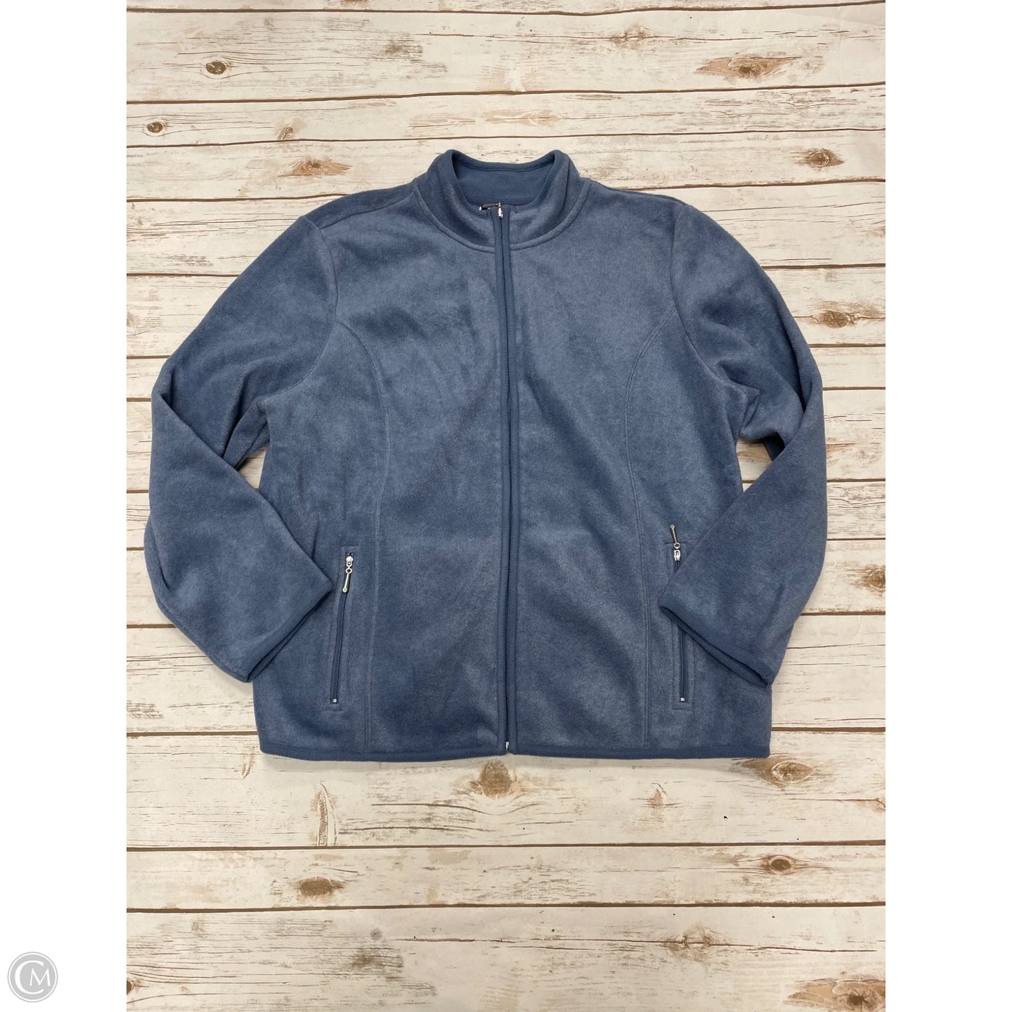 Jacket Fleece By Karen Scott In Blue, Size: Xxl