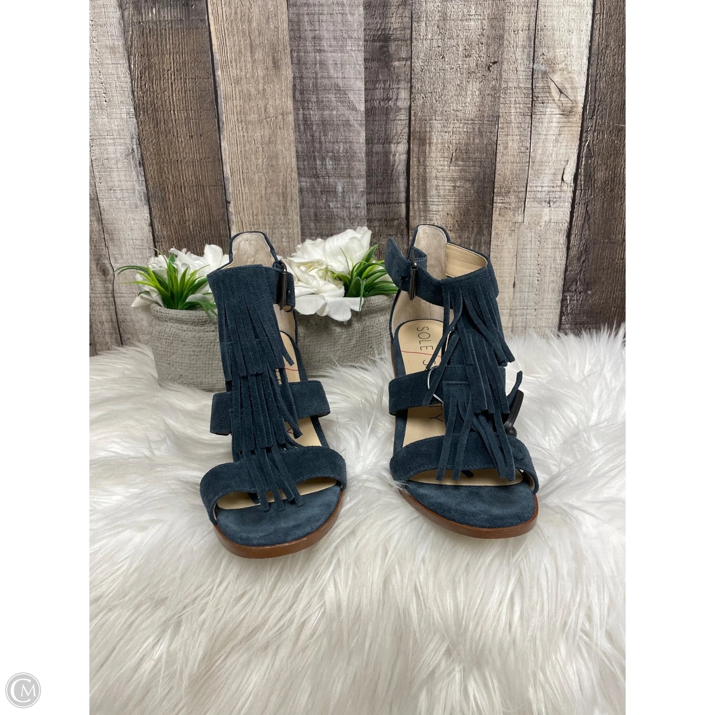 Sandals Heels Block By Sole Society In Blue, Size: 6