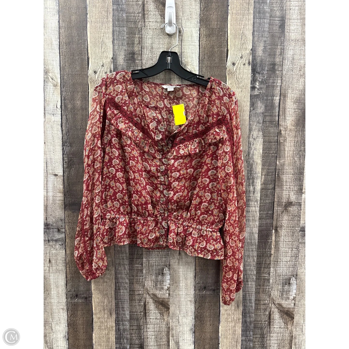 Top Long Sleeve By American Eagle In Red, Size: M