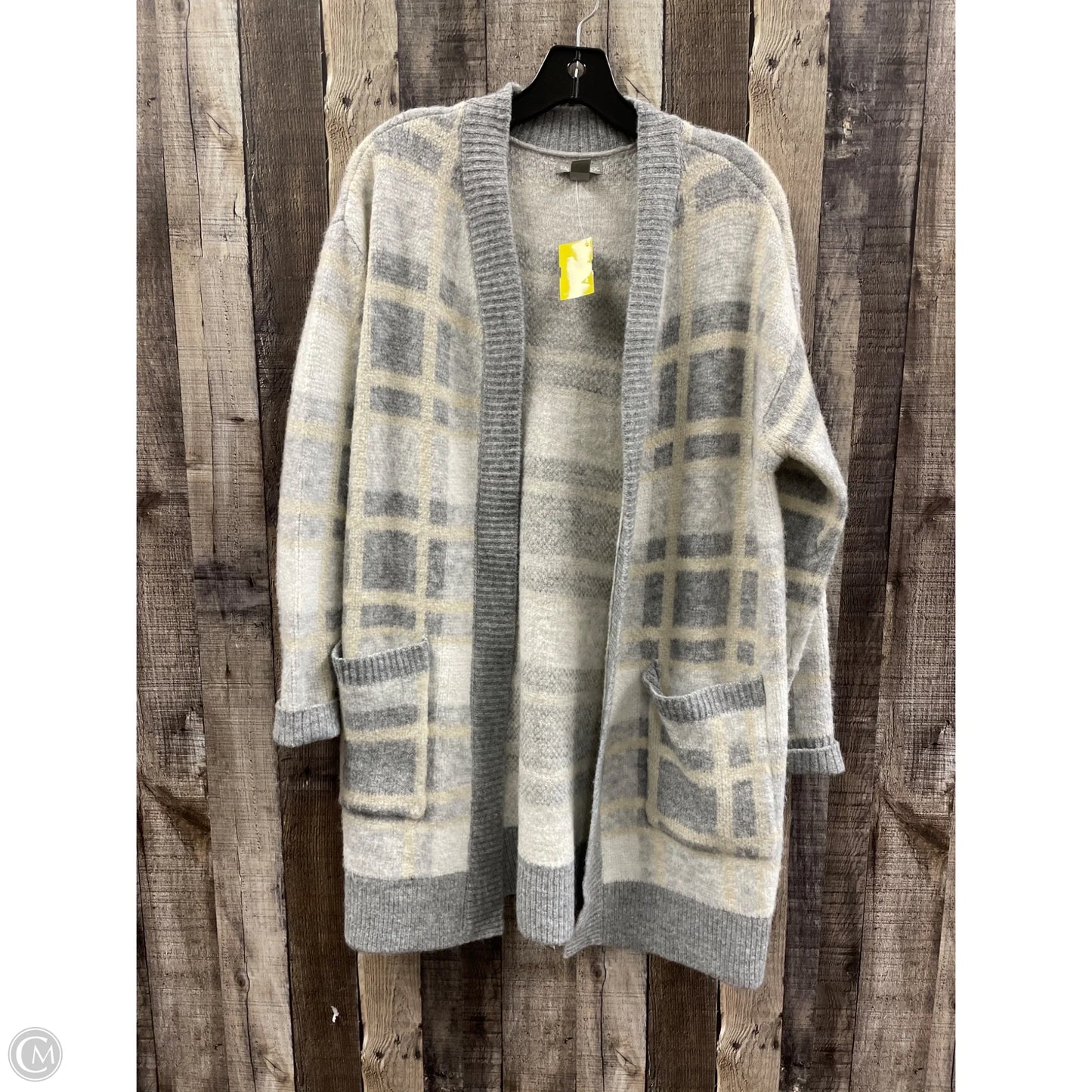 Sweater Cardigan By Falls Creek In Plaid Pattern, Size: S