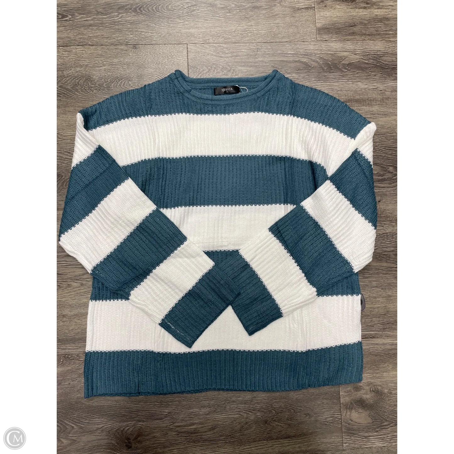 Sweater By Zesica In Green & White, Size: Xl
