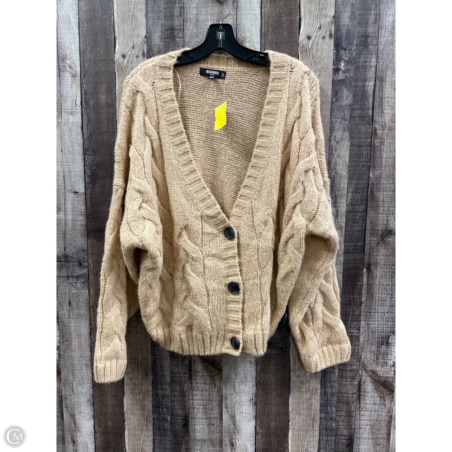 Sweater Cardigan By Missguided In Tan, Size: Mp