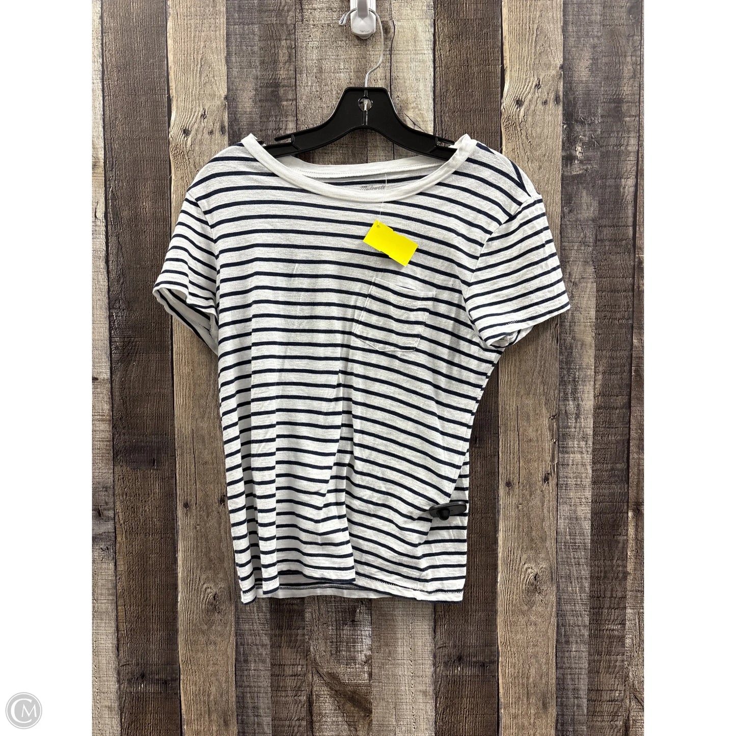 Top Short Sleeve By Madewell In Striped Pattern, Size: S