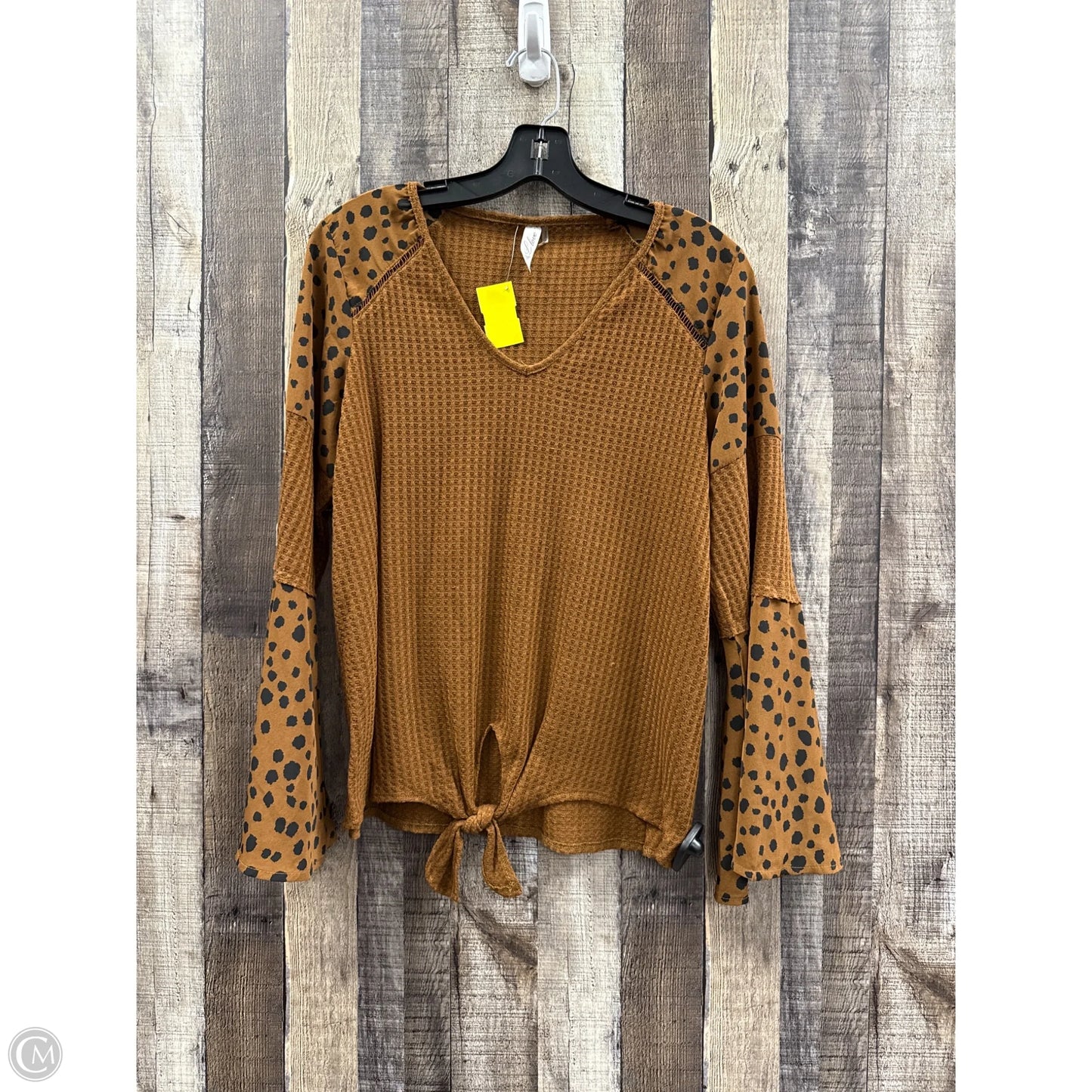 Top Long Sleeve By Cme In Brown, Size: M