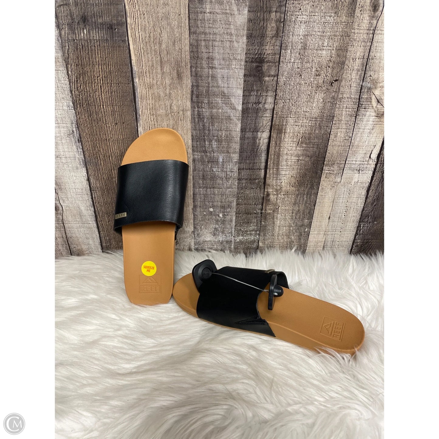 Sandals Flats By Reef In Black & Brown, Size: 9