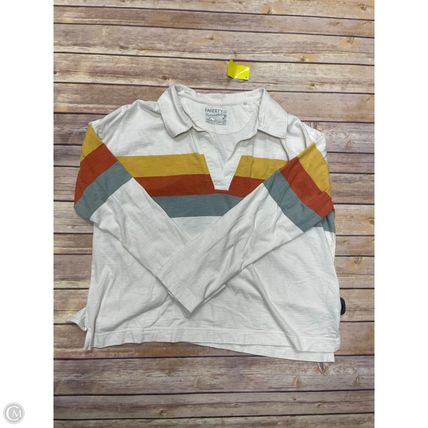Top Long Sleeve By Faherty In Striped Pattern, Size: Xl