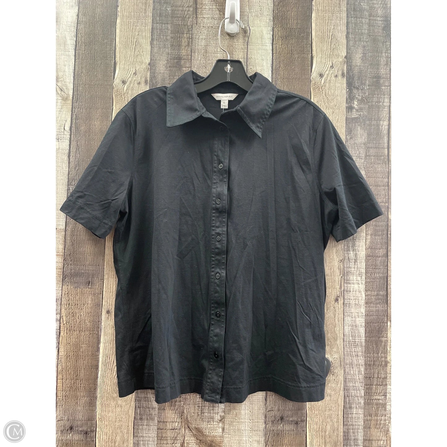 Top Short Sleeve By Banana Republic In Black, Size: L