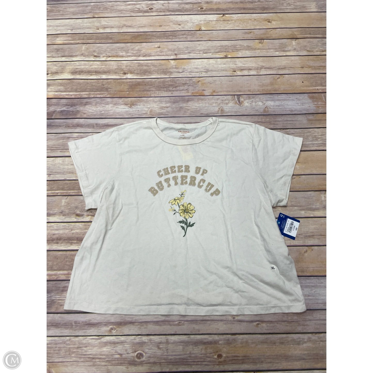 Top Short Sleeve By Arizona In Beige, Size: Xl