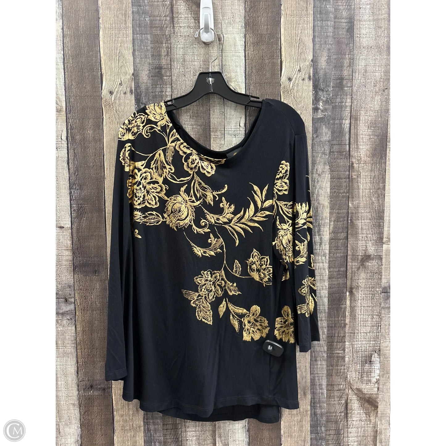 Top Long Sleeve By Jm Collections In Black & Gold, Size: Xl