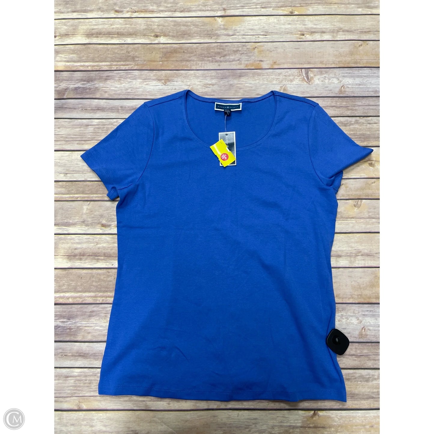 Top Short Sleeve By Karen Scott In Blue, Size: L