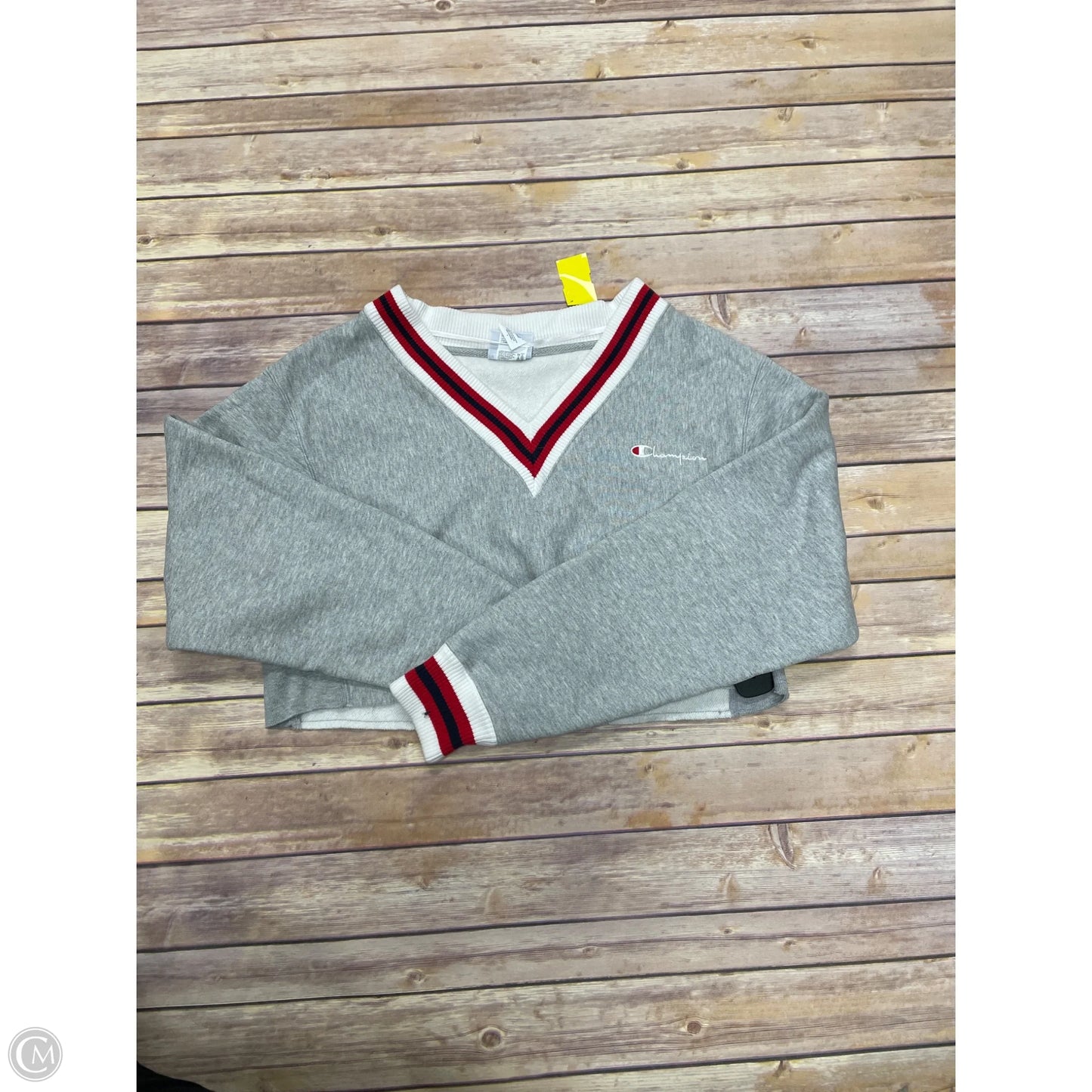 Top Long Sleeve By Champion In Grey, Size: S