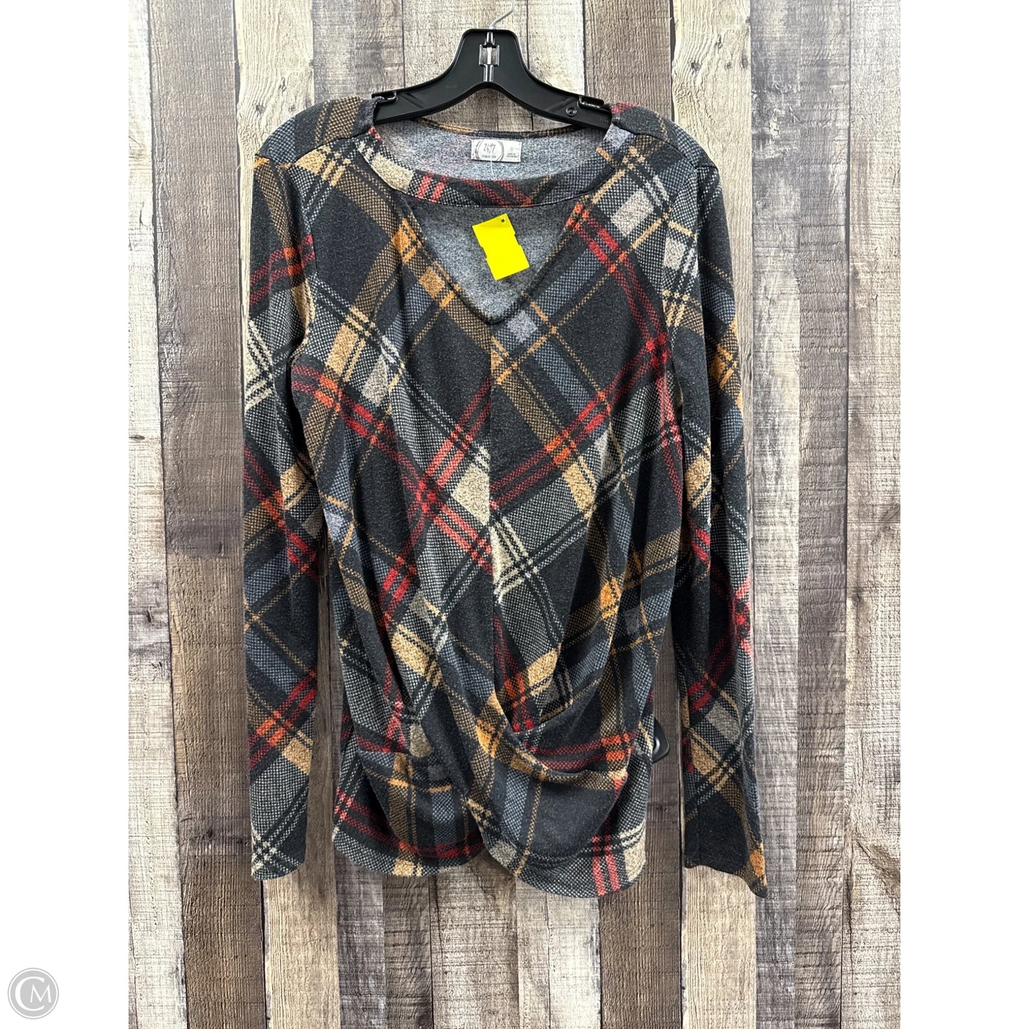 Top Long Sleeve By Maurices In Plaid Pattern, Size: S