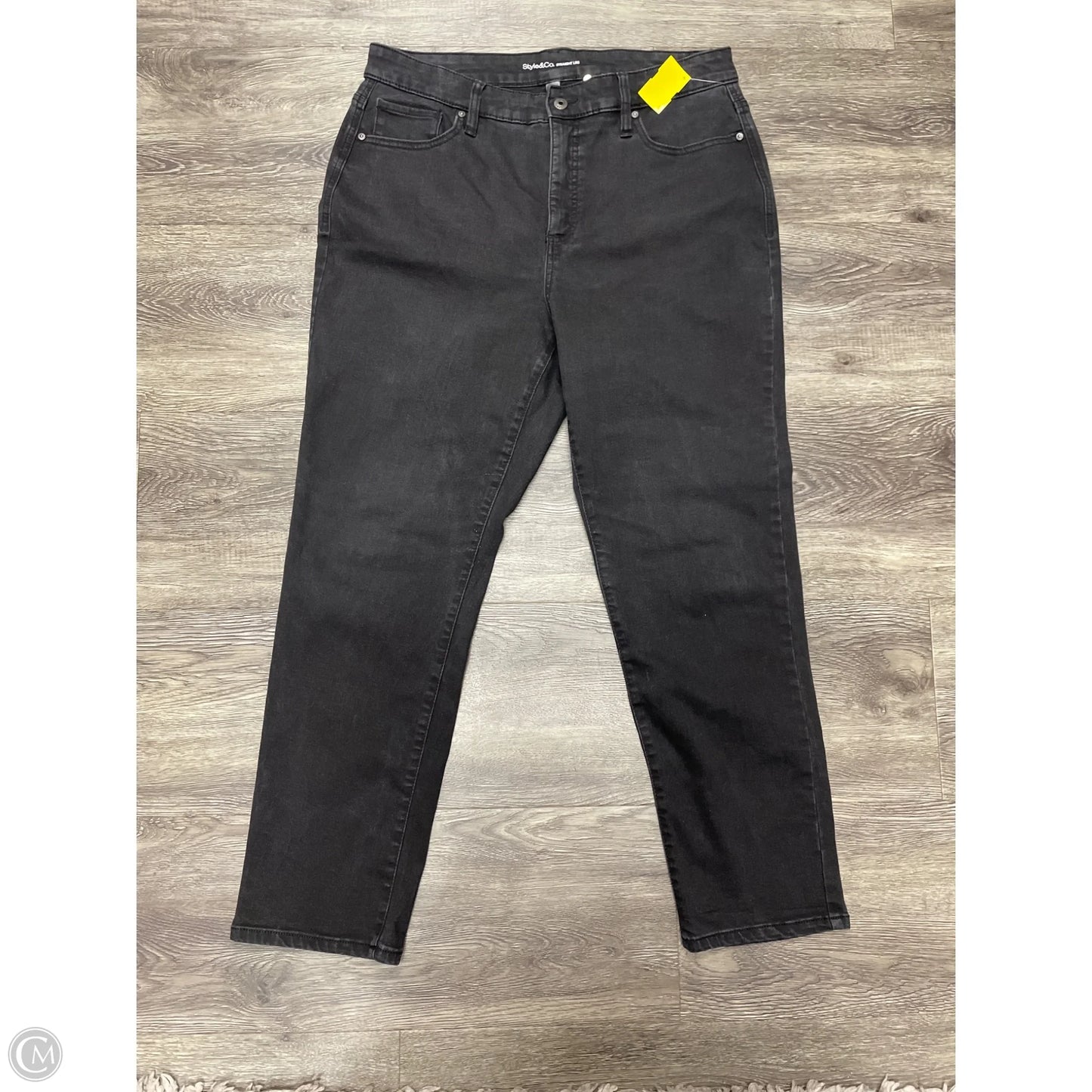 Jeans Straight By Style And Company In Black Denim, Size: 14