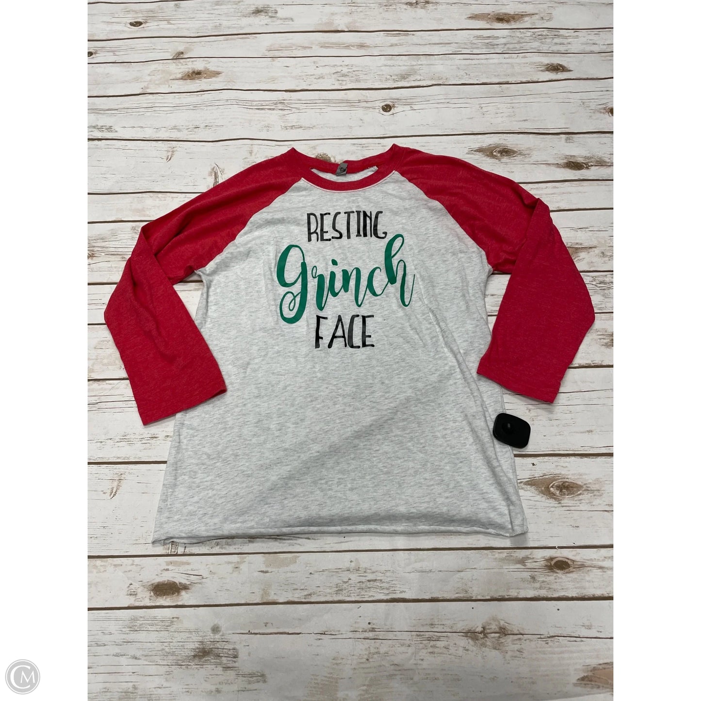 Top Long Sleeve By Next Level In Grey & Red, Size: S