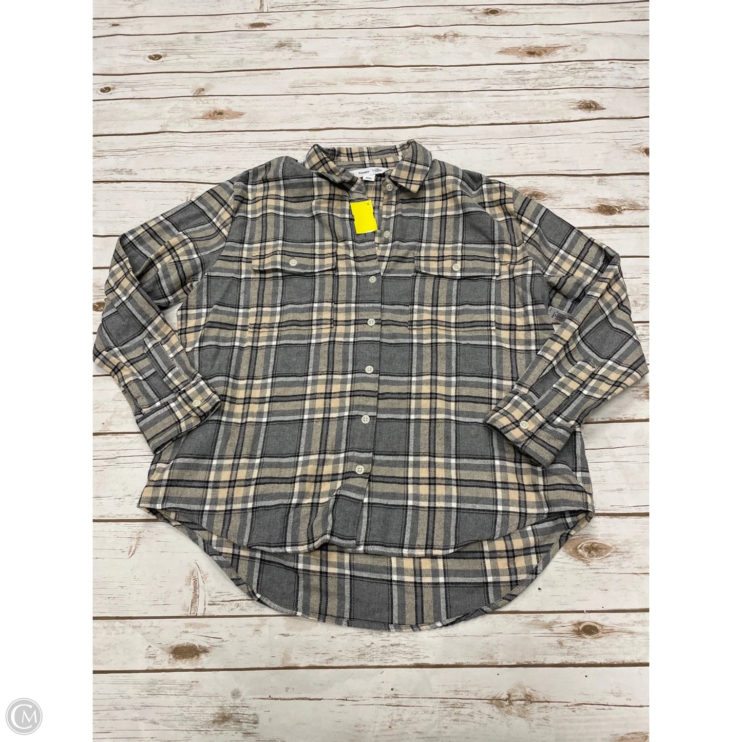 Top Long Sleeve By Old Navy In Plaid Pattern, Size: M