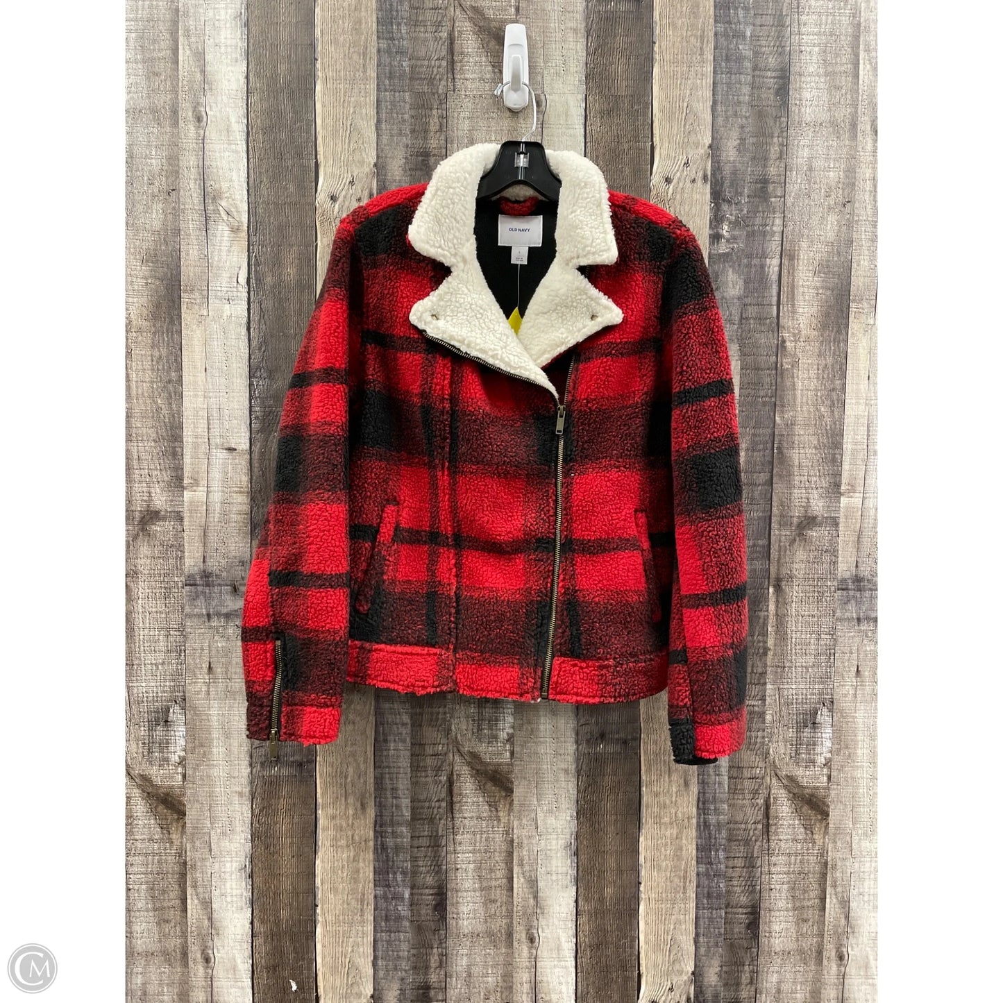 Jacket Fleece By Old Navy In Plaid Pattern, Size: L