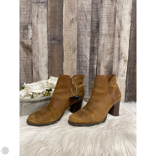 Boots Ankle Heels By Clarks In Brown, Size: 10