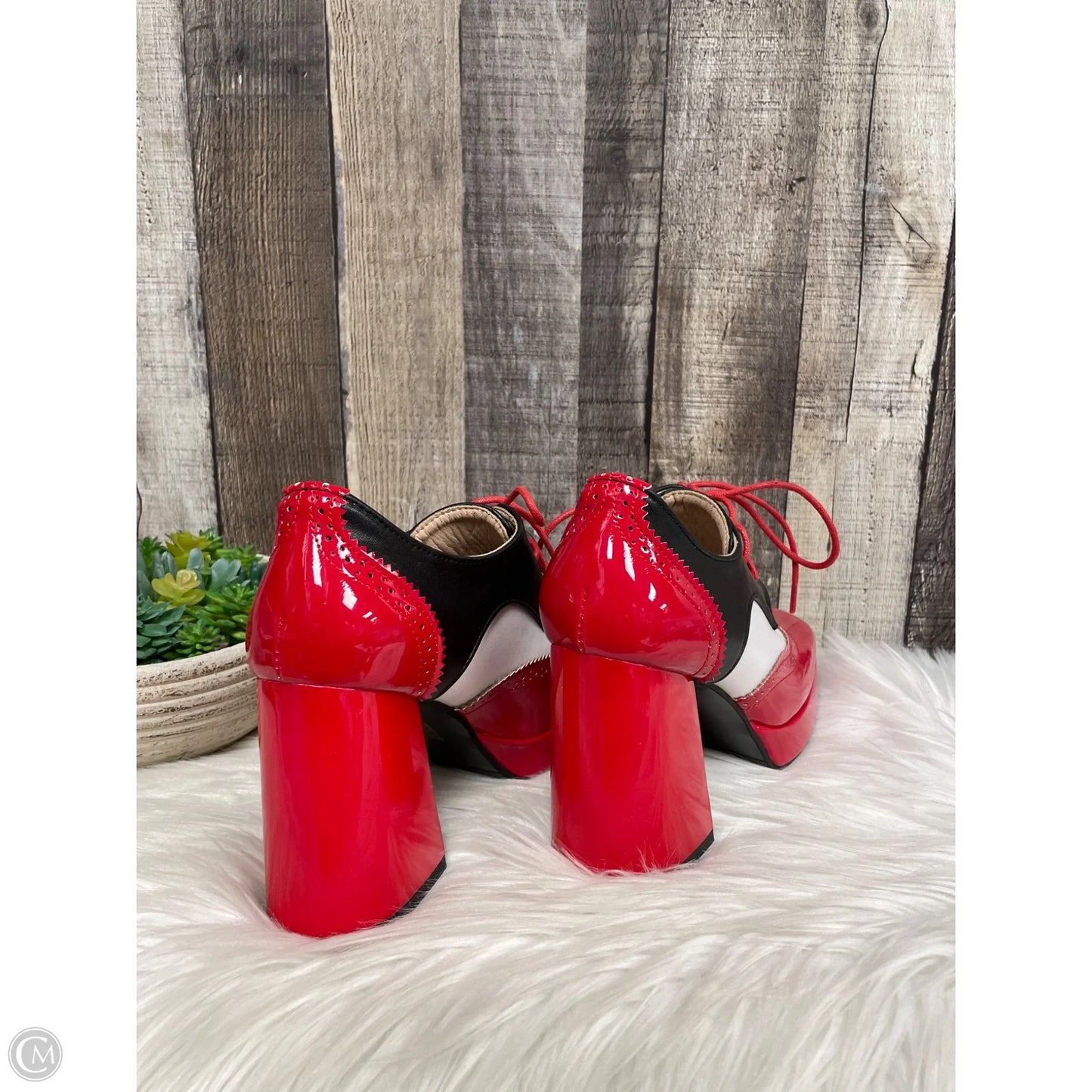 Shoes Heels Block By Cmf In Black & Red, Size: 7