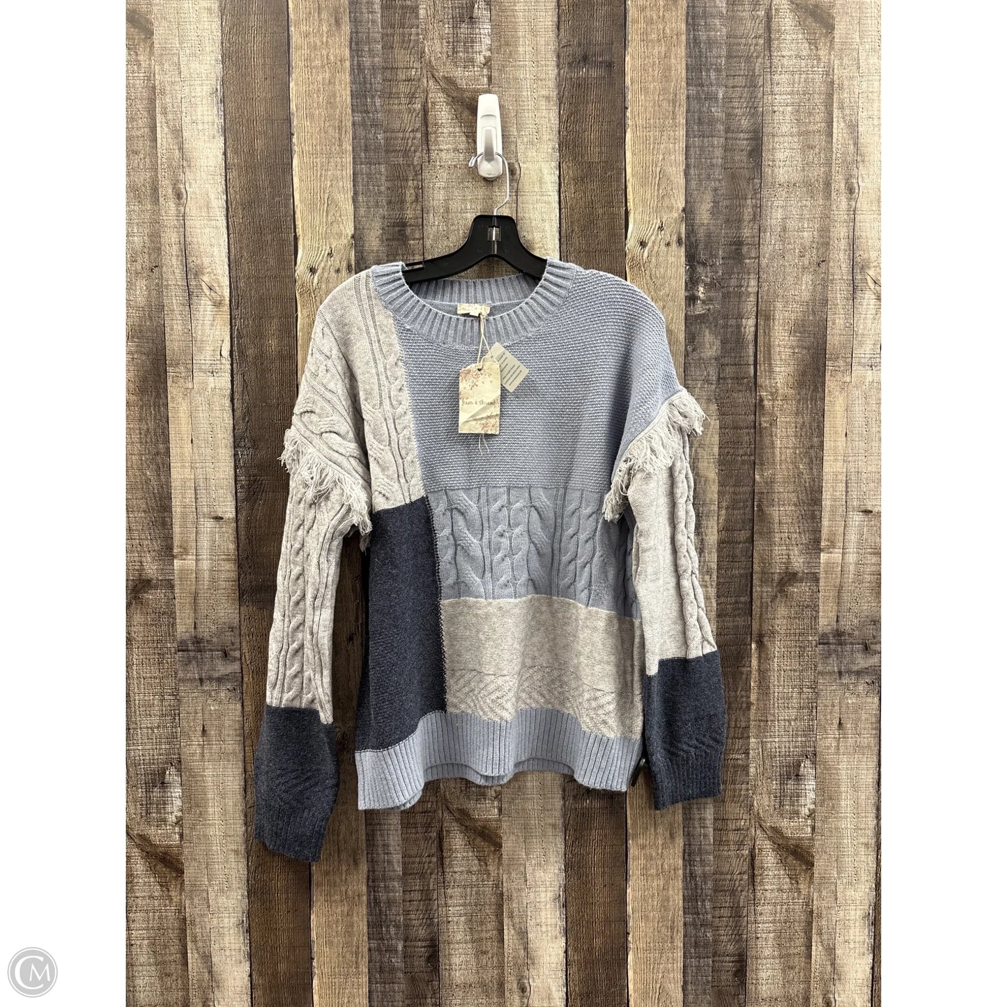 Sweater By Hem & Thread In Blue & Grey, Size: M