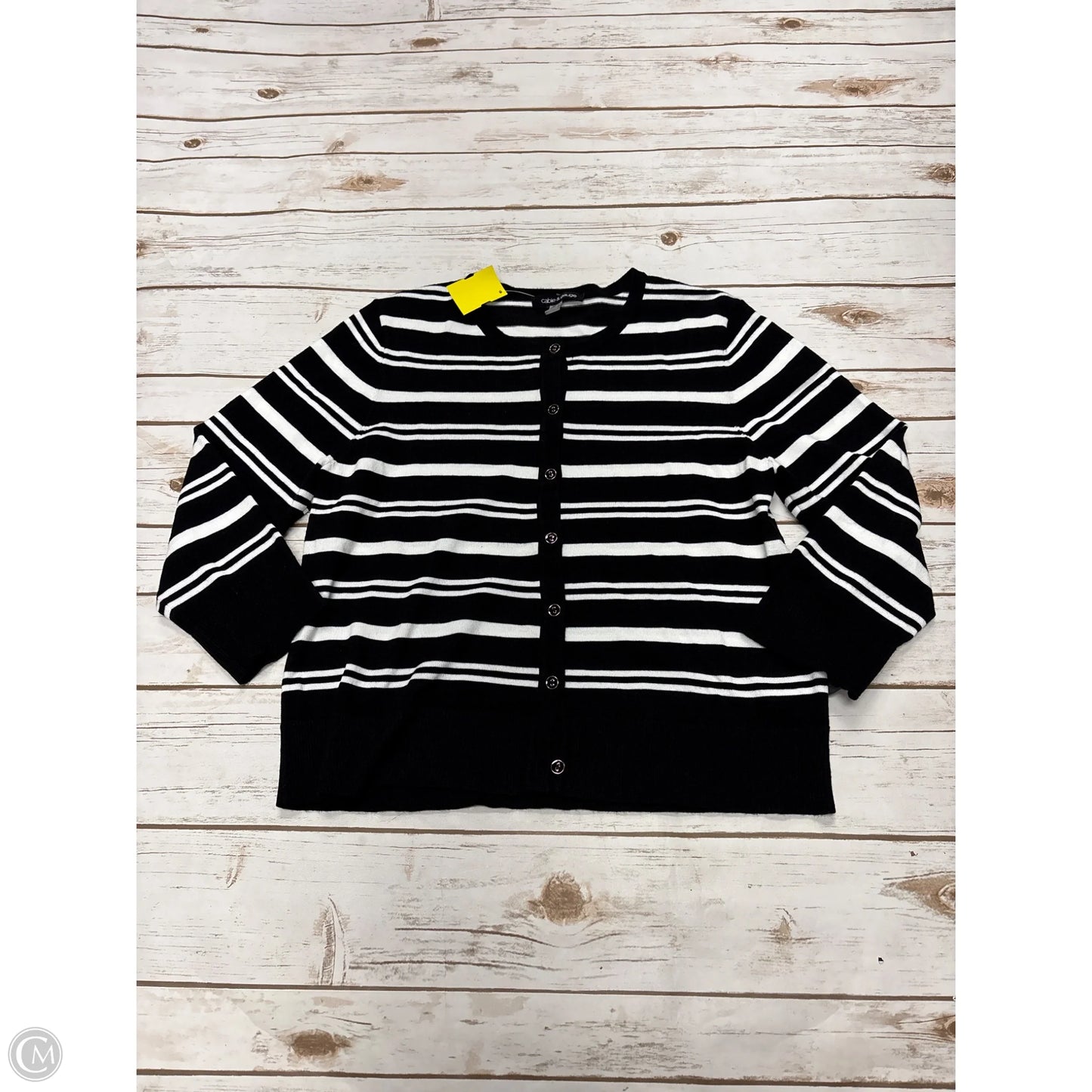 Cardigan By Cable And Gauge In Striped Pattern, Size: L
