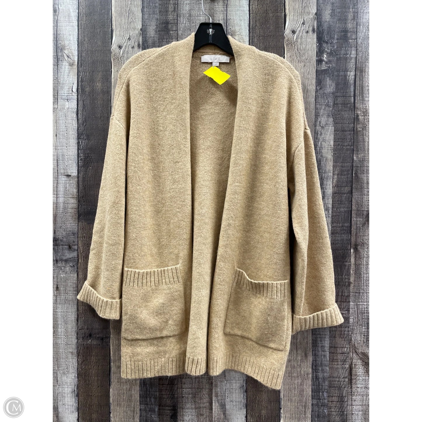 Sweater Cardigan By Loft In Tan, Size: M