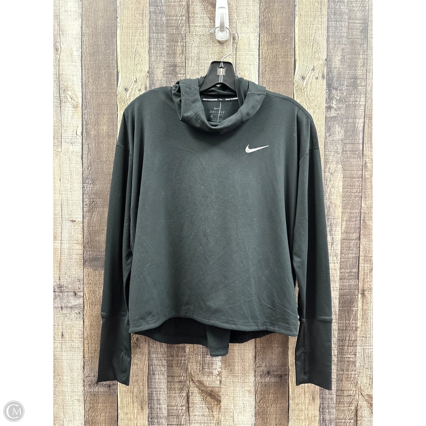 Athletic Top Long Sleeve Hoodie By Nike In Black, Size: L