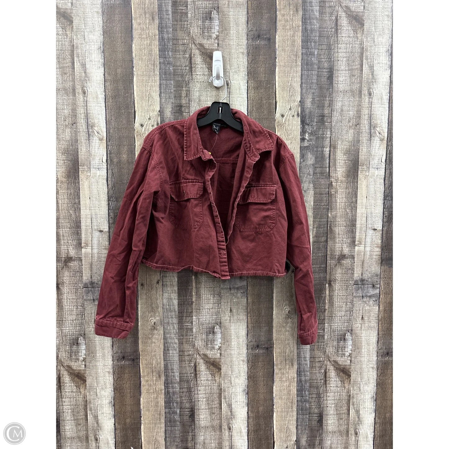 Top Long Sleeve By Forever 21 In Maroon, Size: L