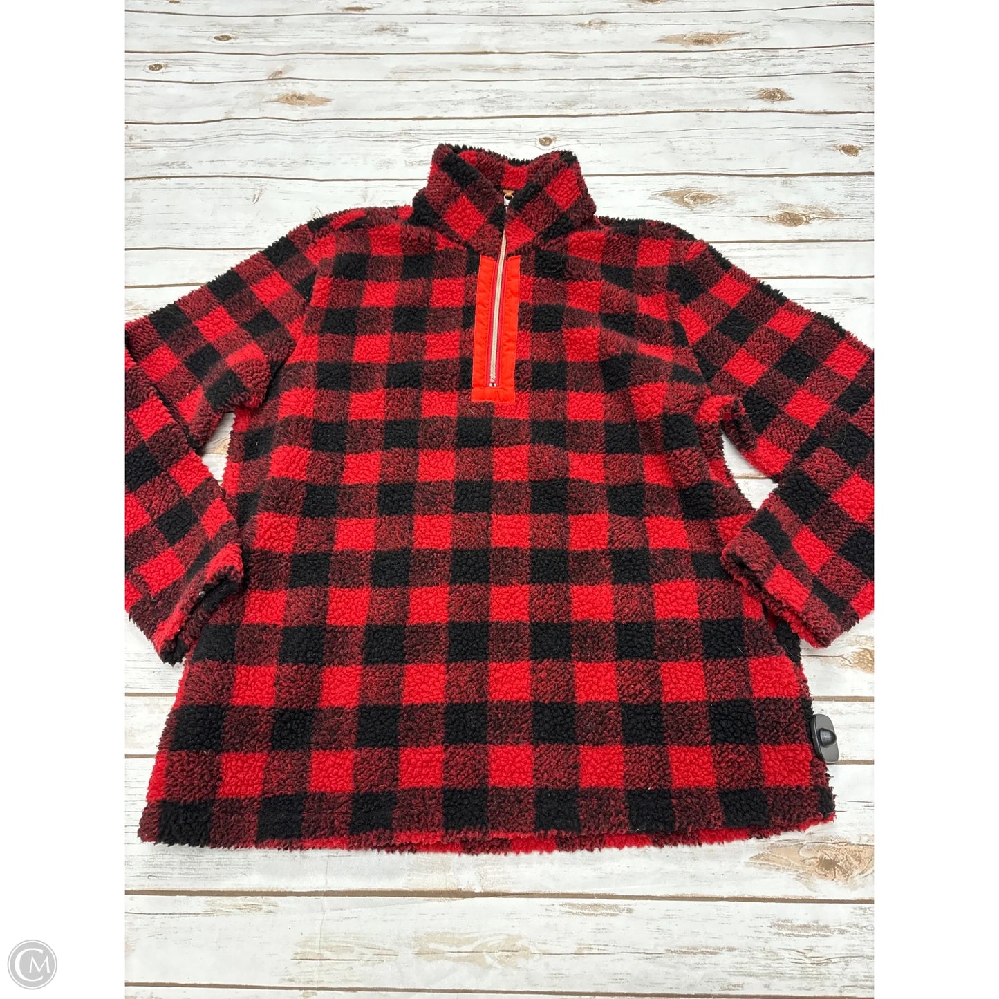 Jacket Faux Fur & Sherpa By Pink Lily In Checkered Pattern, Size: L