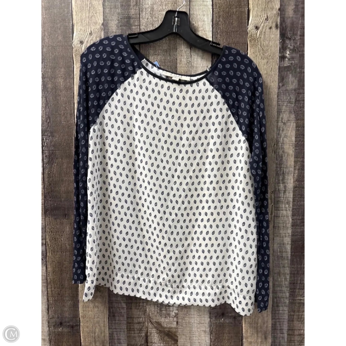 Top Long Sleeve By Loft In Blue & White, Size: Xs