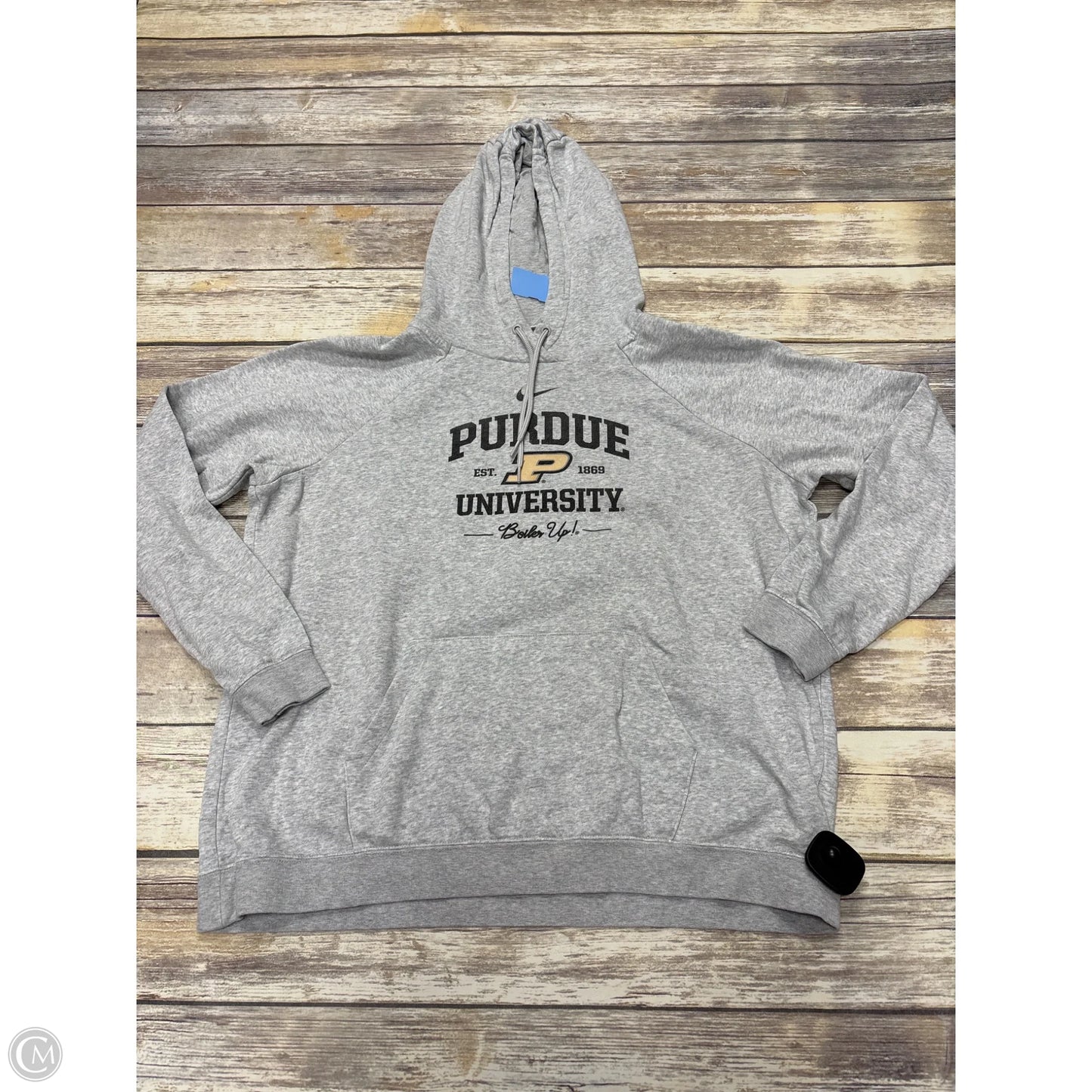 Athletic Top Long Sleeve Hoodie By Nike In Grey, Size: Xl