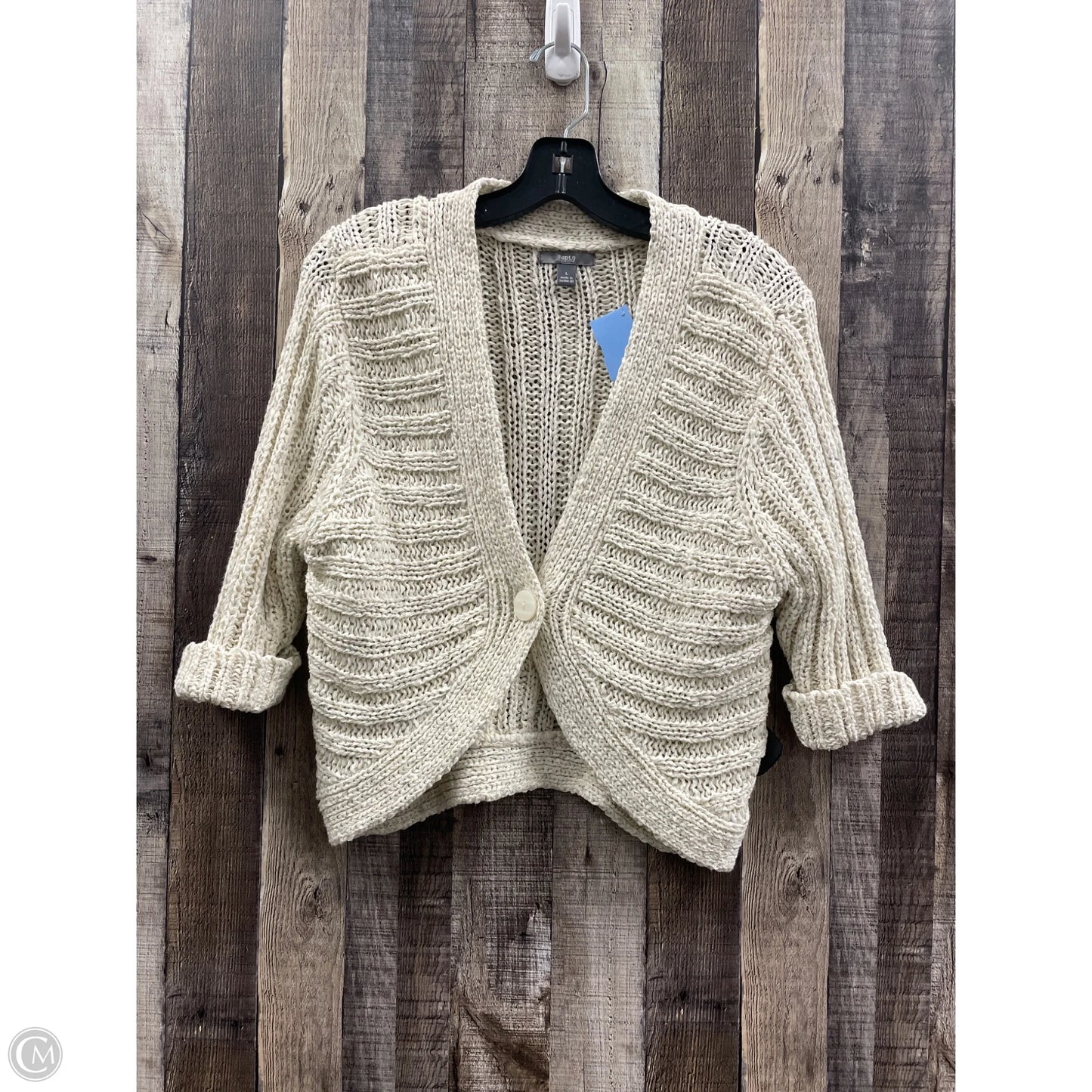Sweater Cardigan By Apt 9 In Cream, Size: L