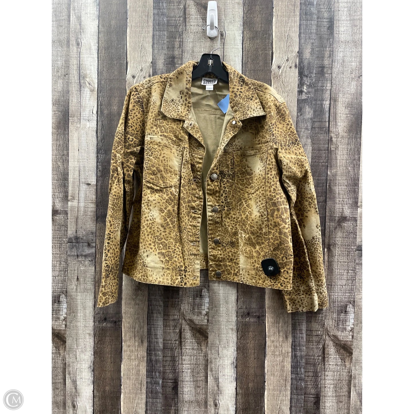 Jacket Denim By Chicos In Animal Print, Size: Xs