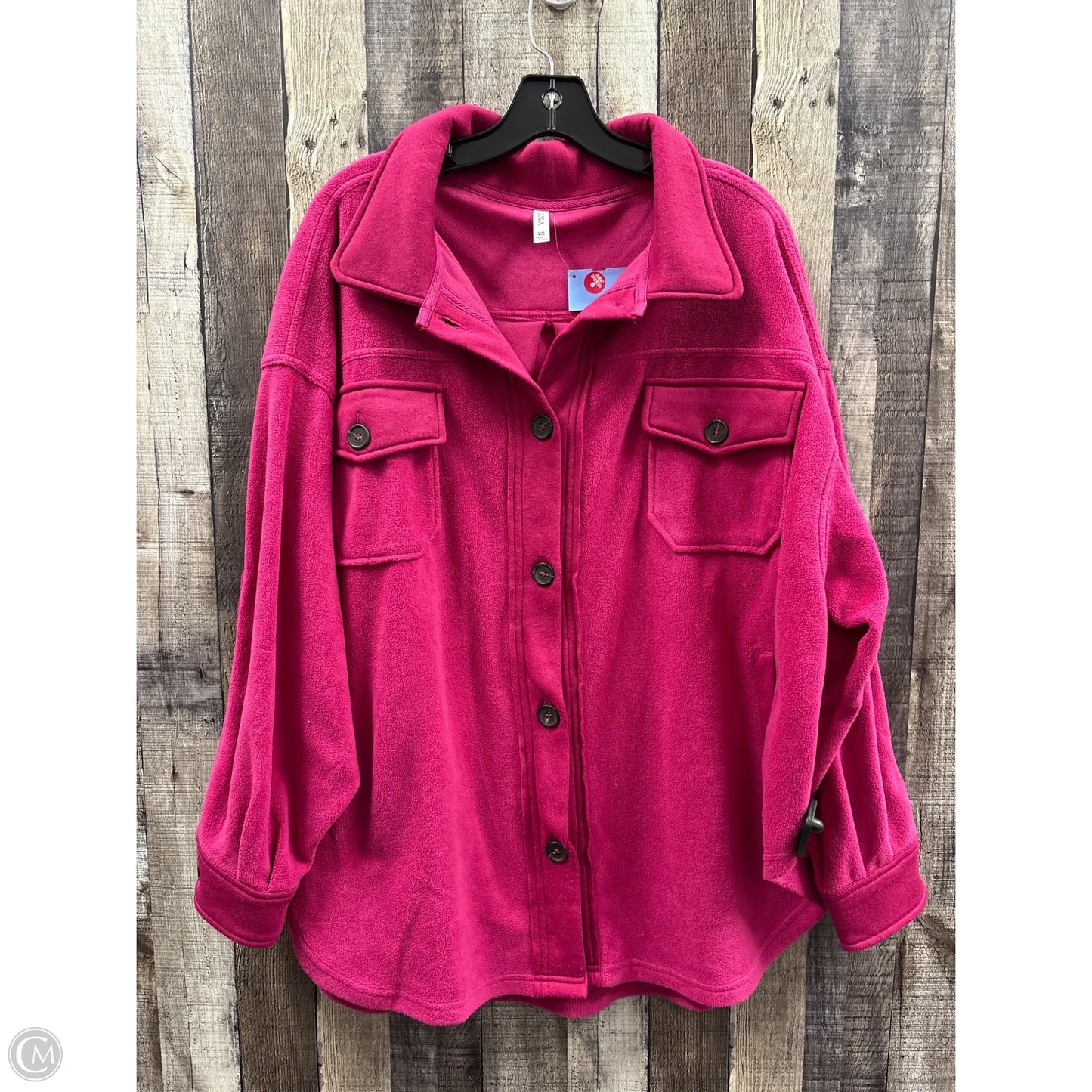 Jacket Fleece By Zenana In Pink, Size: 2x