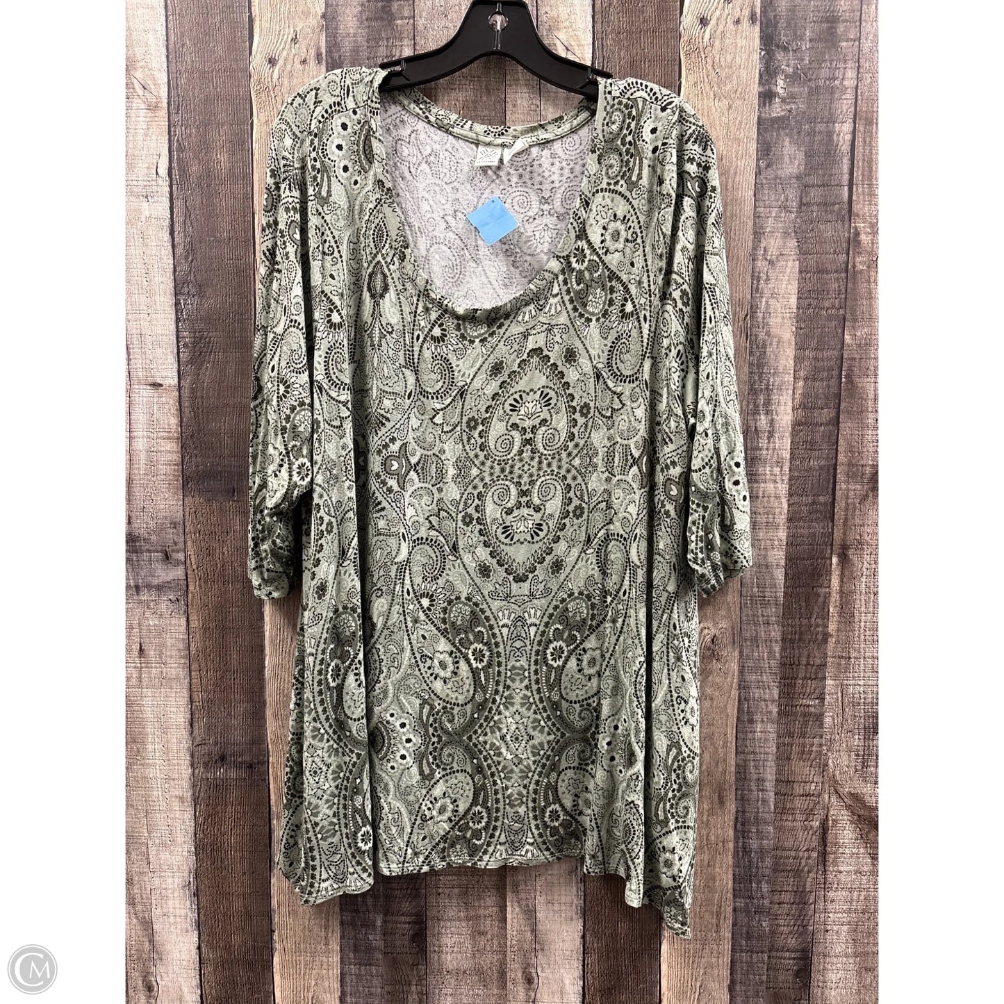 Top 3/4 Sleeve By Artisan Ny In Green, Size: 2x