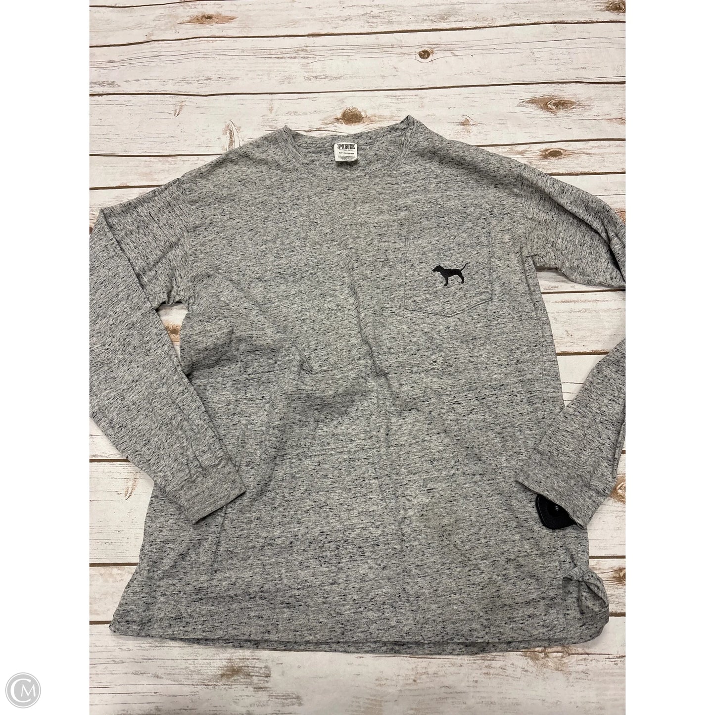 Top Long Sleeve By Pink In Grey, Size: S