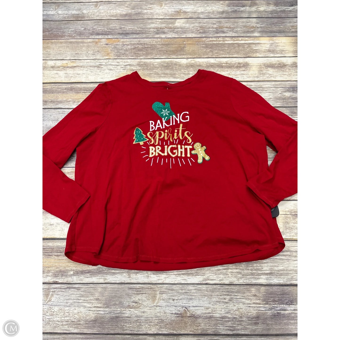 Top Long Sleeve By Cmf In Red, Size: 3x