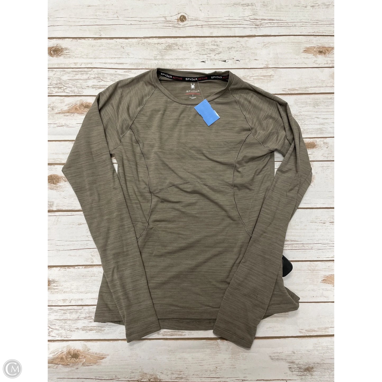 Athletic Top Long Sleeve Crewneck By Spyder In Taupe, Size: S